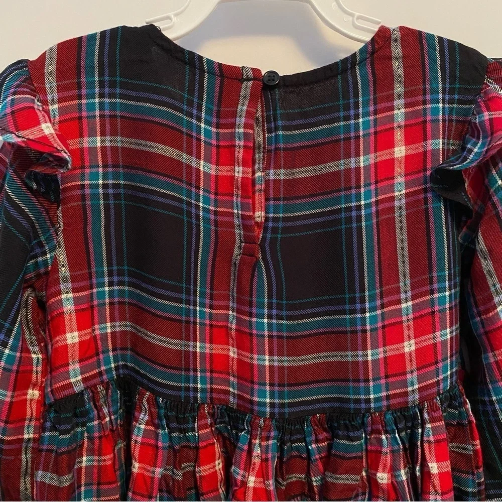 OshKosh B'gosh Toddler Girls Plaid Long Sleeve Shoulder Ruffle Dress Size 2T